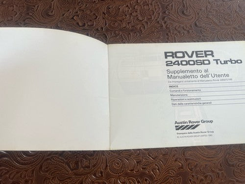 Rover 2400SD Livret Voiture Utilisation Entretien Turbo Italy Original Vintage