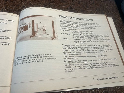 Renault 5 Booklet Car Use Maintenance Vintage Original Edition Italian
