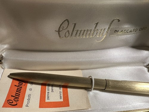 Columbus Pen Sphere Plated Gold Marking Perfectly with Box Vintage
