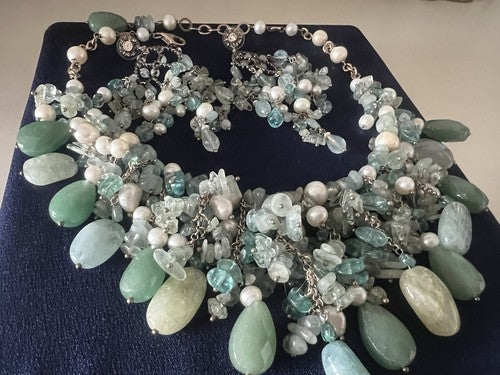 🔴 DEA GIOIELLI orecchinI collana ARGENTO placcata oro raggi QUARZO PERLE parure