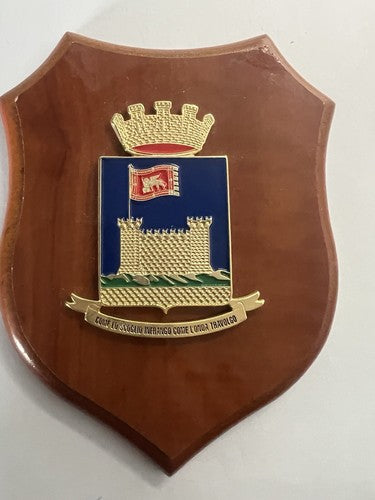 🔴 Wappen WIE DER FELSEN BRECHE ICH DIE WELLE ICH ÜBERWÄLTIGE Holzschild Emaille H 15