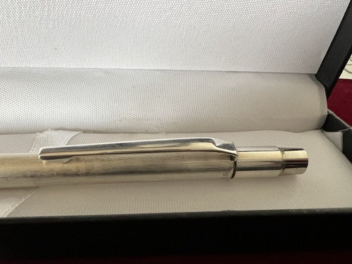 Stylo-Plume Sphère Argent Massif 925 Rayures Mécanisme Bouton Snap Vintage 8