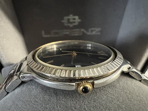 🔴 LORENZ orologio uomo quarzo 14560 acciaio e laminato con scatola RARO vintage