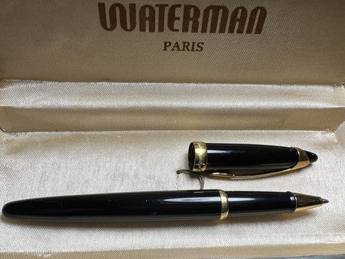 Waterman Stylo-Plume Sphère Ici Et Le Crystal Noire Avec Cristal Écrit Vintage