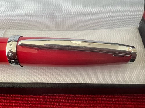 🔴 CAMPO MARZIO penna sfera roller lacca rossa profili cromati scrive