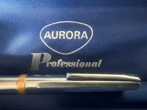 🔴 AURORA penna sfera a scattol cromata scrive con astuccio vintage