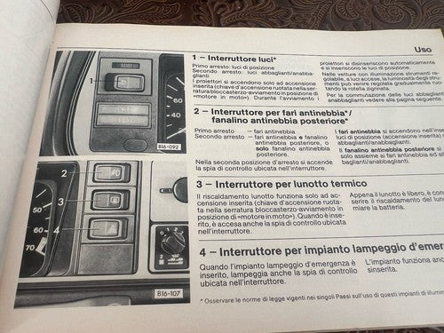 🔴 Originale italienische Bedienungsanleitung für den VOLKSWAGEN Golf, Wartungshandbuch, Baujahr 1981