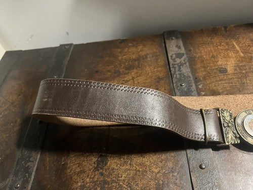 🔴 ROYAL CARABINERS cinta militare 12 th di cuoio inglese fibbia metallo VINTAGE