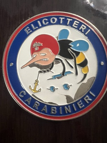 🔴 Wappen ELICOTTERI CARABINIERI Holzschild mit Metallapplikationen, Emaille, Höhe 15 