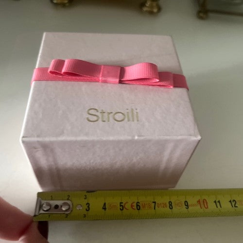 🔴 STROILI Ringbox, Ohrringe, Anhänger, Charms mit rosa Schleife 
