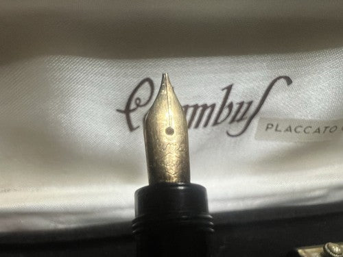 🔴 COLUMBUS penna stilografica retrattile pennino ORO 14KT funziona vintage