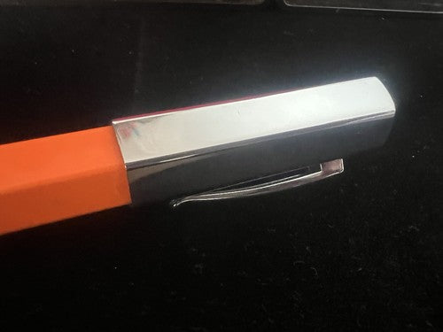 🔴 FABER CASTELL penna sfera arancione profili sagomati astuccio RARA VINTAGE