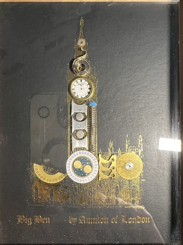 🔴 BIG BEN authentic clock mechanisms with batteries and spiral in a 17x21 cm frame 