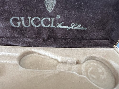 🔴 GUCCI Schlüsselbox, braunes Plüschinterieur (siehe Foto), Vintage 1980 