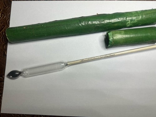 🔴 Alcolimetro GAY LUSSAC vino mosto ampolla vetro temperatura antico LUNGO 1925