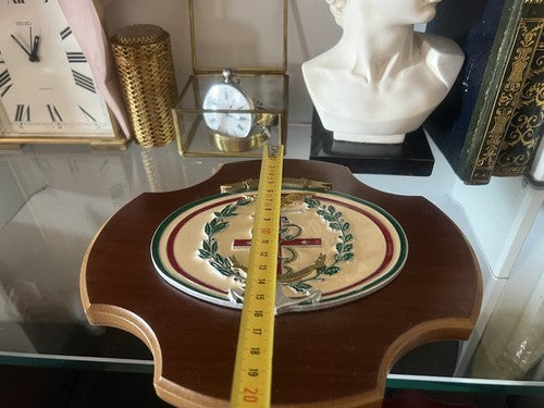 🔴 Wappen SANITA' MILITARE Schild aus Holz und Metall IN UNITATE FRUCTUS 