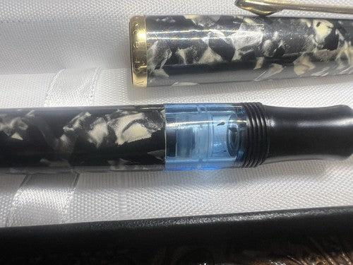 Ero Stylo-Plume Stylo à Plume Marbré Piston Profils Doré Germany Vintage