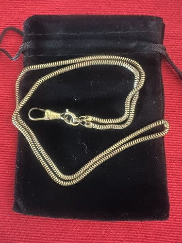 🔴 CATENA orologio tasca bronzata snodata con moschettone L 31 cm VINTAGE