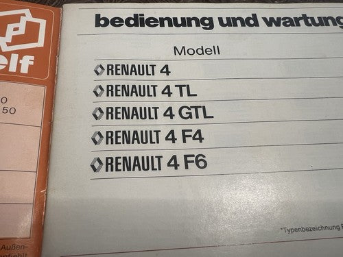 Renault 4 Booklet Car Use and Maintenance Tongue Germany Original Vintage