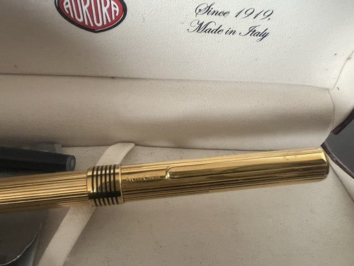 Aurora Stylo-Plume Stylo à Plume Marco Polo Doré Avec Cartouche Et Guarantee 