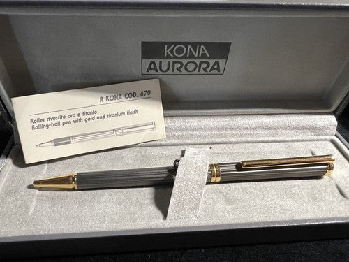 Aurora Stylo-Plume Sphère Kona Titane Profiles Roulé Or Garantie Jamais Utilisé 