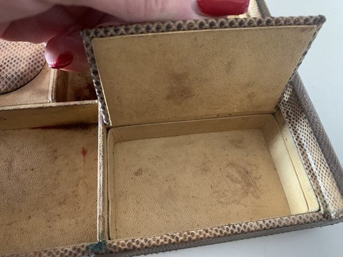 🔴 PORTA TRUCCO gioielli pelle DI SERPENTE da viaggio vintage ANNI 1930