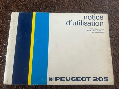 Peugeot 205 Livret Voiture Utilization Entretien International Original Rétro 