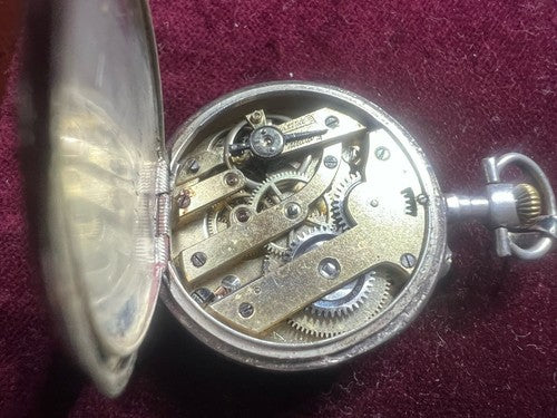 Montre Poche Argent 800 Femme Levier-Dos Manuel Fonctionne Vintage 1920