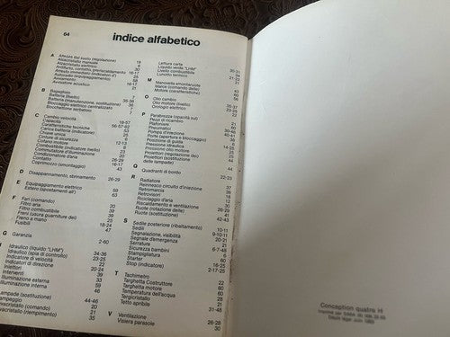 CITROEN BX 19 Manual De Uso Y Mantenimiento En Italiano ORIGINAL Vintage