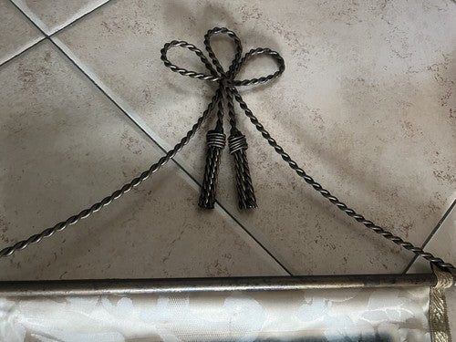 🔴 Quadro PANNELLO TESSUTO con supporti di metallo a bandiera L 40 cm vintage