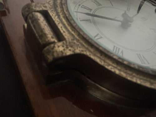 Horloge Murale Mur Bateau Métal Base Bois Nautique Hublot Quartz Vintage 