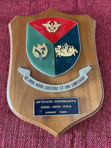 Wappen, Militärschild, Holz, Armee, Italienisch, Vintage, 1980 
