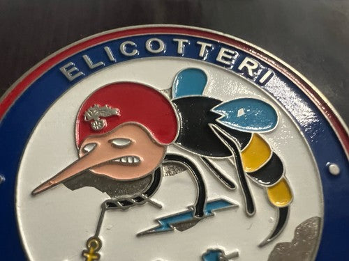 🔴 Wappen ELICOTTERI CARABINIERI Holzschild mit Metallapplikationen, Emaille, Höhe 15 