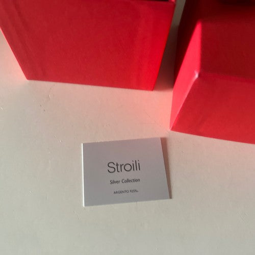 🔴 STROILI scatola gioielli anello orecchini pendente charms con nastro rosso