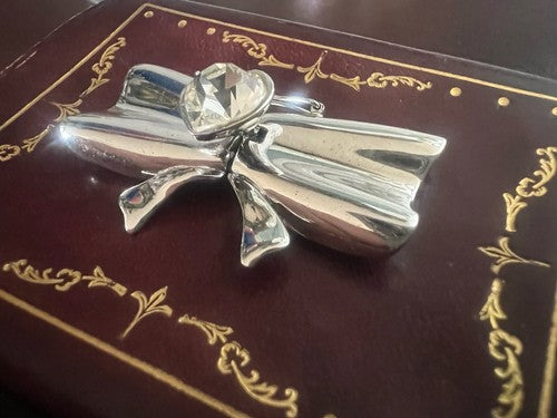 🔴 ARGENTO 925 chiusura collana gancio FIOCCO CON CUORE INNALZATO per 5 fili