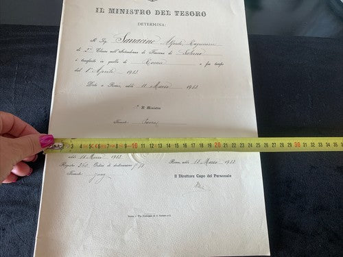 Certificat D'Honneur Comptable De L'État Vittorio Emanuele Ministère Trésor