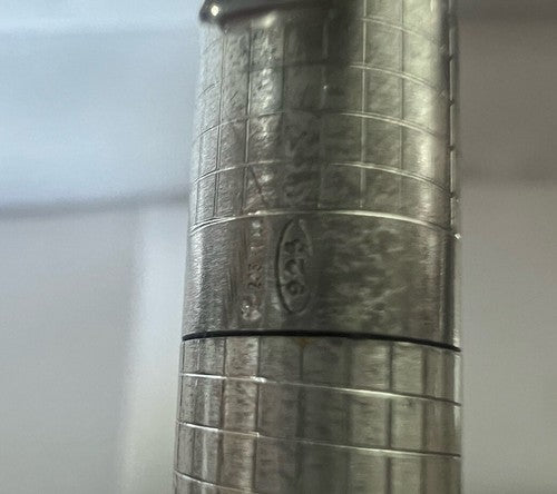 Stylo-Plume Sphère Argent 925 Massif Carreaux Satin Profiles Brillant Vintage 6 