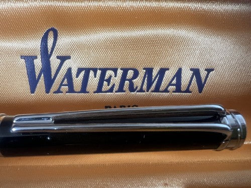 🔴 WATERMAN penna sfera lacca nera Harmony profili cromati con astuccio