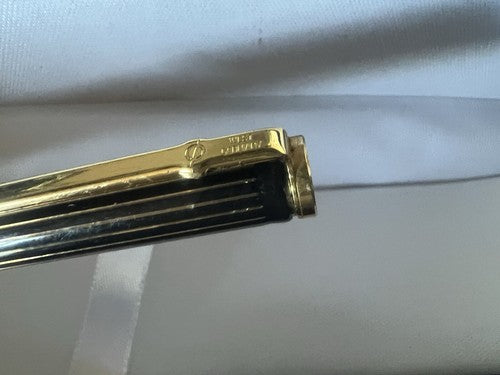 🔴 GOLDRING penna sfera lacca nera righe profili dorati scrive prodotta Germania