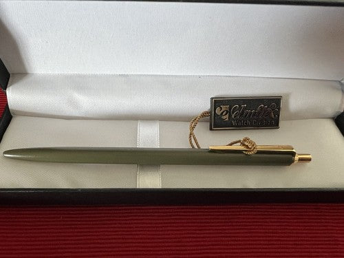 🔴 ELMITEX penna sfera by Montegrappa lacca verde militare a pulsante vintage