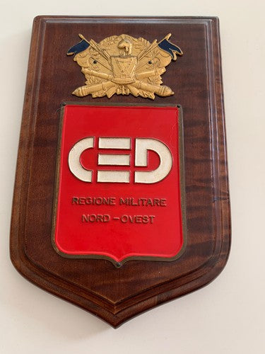 🔴 CREST militare CED Regione Militare Nord Ovest scudo legno