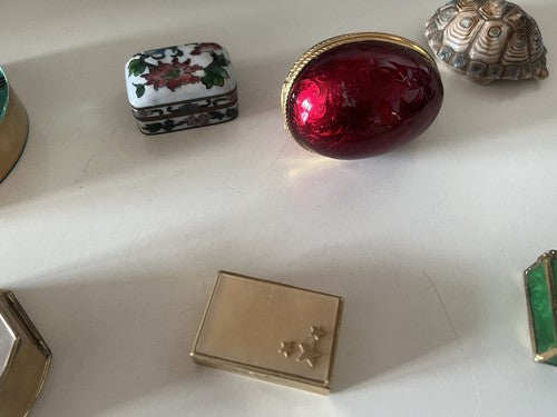 🔴 Scatole cofanetti scatoline ottone e vetro metallo e fabergè vintage