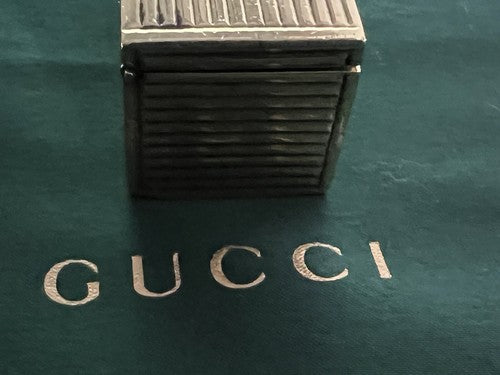 🔴 GUCCI gold laminated lipstick holder with EMERALD stone antique from 1930 RARE 