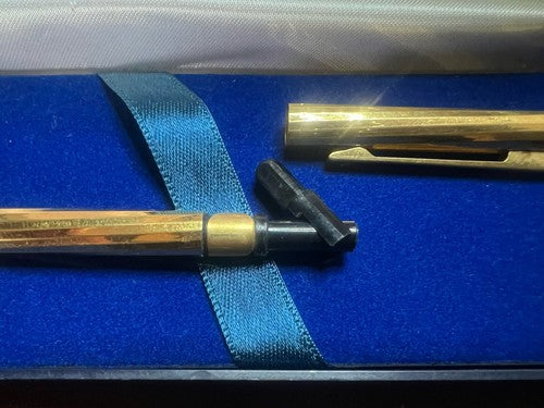 Waterman Stylo-Plume Sphère Torsadé Plaqué Or Facettes Avec Trousse Vintage
