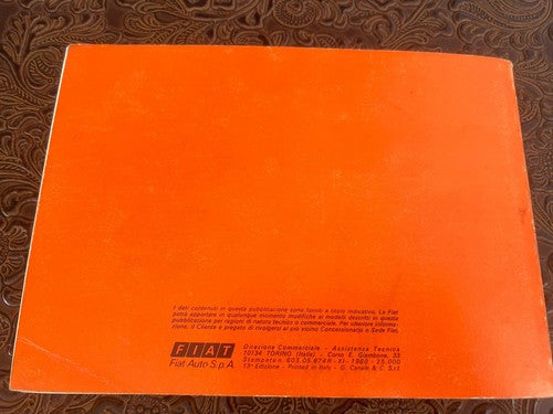 Fiat 127 Booklet Car Use Maintenance Italian Original Vintage