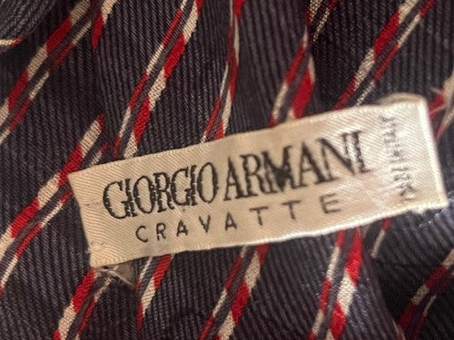Giorgio Armani Men's Tie Silk Pure Strips Cross Blue Red White