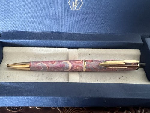 Waterman Stylo-Plume Sphère Reflex Rose Avec Décor Profils Doré Écrit Vintage