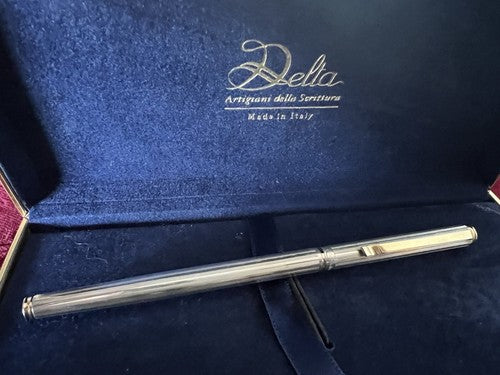 🔴 DELTA Füllfederhalter, nachfüllbare Tintenpatrone aus massivem 925er Silber 