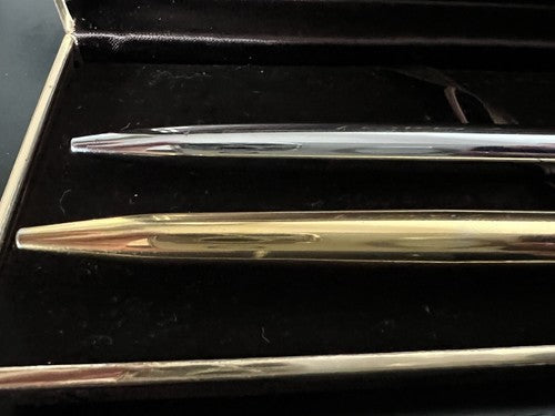 Omas Pen Sphere Chrome + Pen Gold Metal Scrivono Italian Vintage
