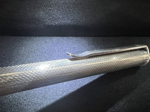 🔴 Penna sfera ARGENTO MASSICCIO 925 onde bassorilievo guillocchè scatto 25